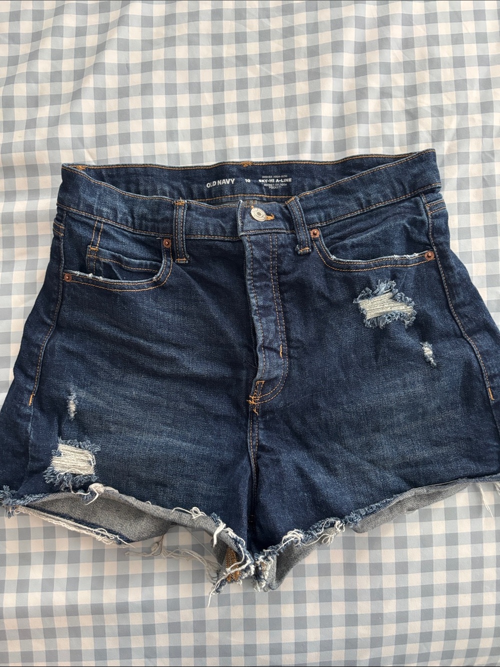 Old Navy Dark Denim Ripped Jean Shorts